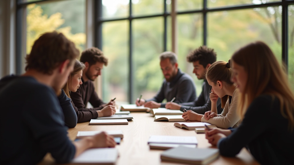 Vielfältige Lernende in einer inspirierenden Lernumgebung mit Büchern und Notizen