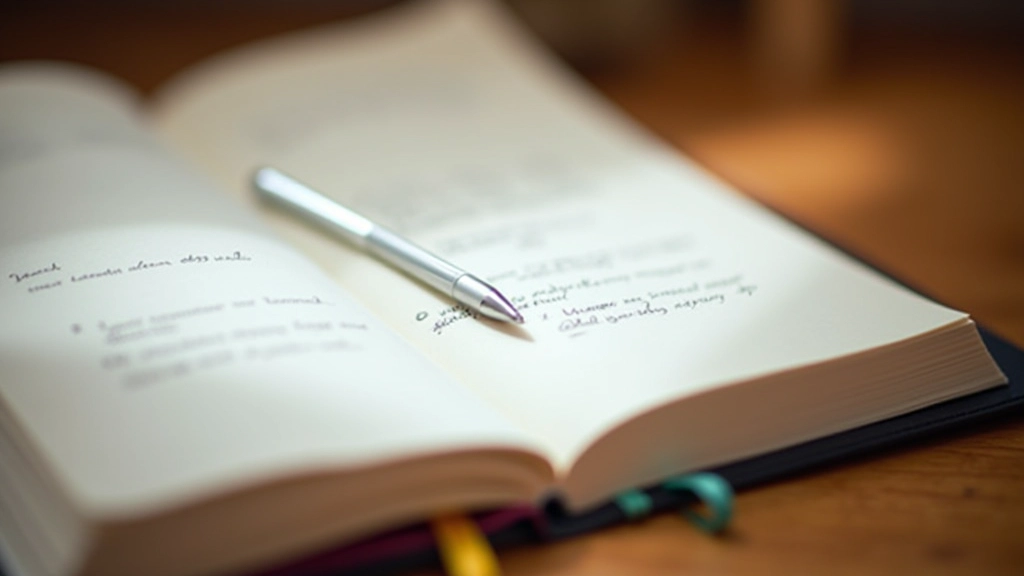 Offenes Tagebuch mit handgeschriebenen Einträgen und farbigen Lesezeichen